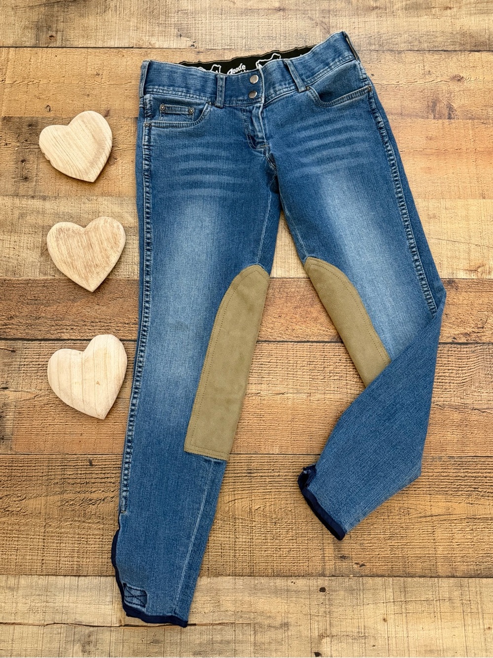 Goode Rider Denim Riding Jeans with Tan Knee Patches STRETCH